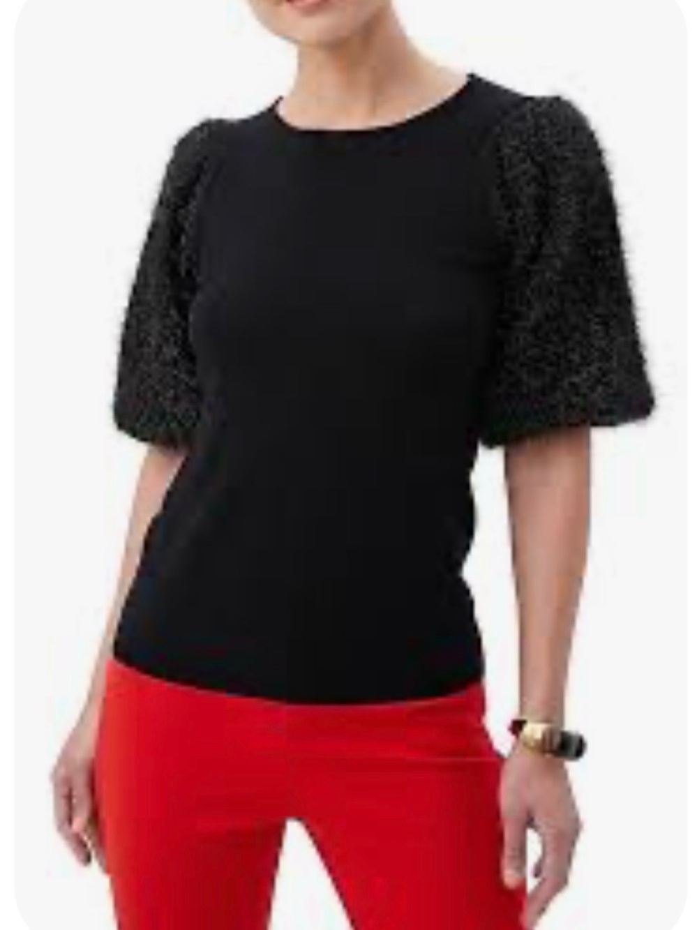 ❤️ NWT Chloe Kristyn Tweed  puff sleeve top